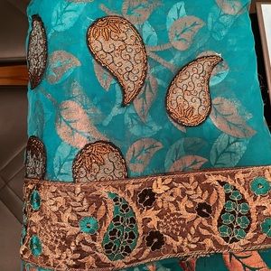 Teal indian saree